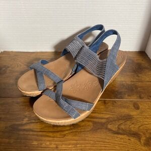 Skechers Rumblers Solar Burst Wedge Sandals Navy Blue Luxe Foam 31723 Womens 10